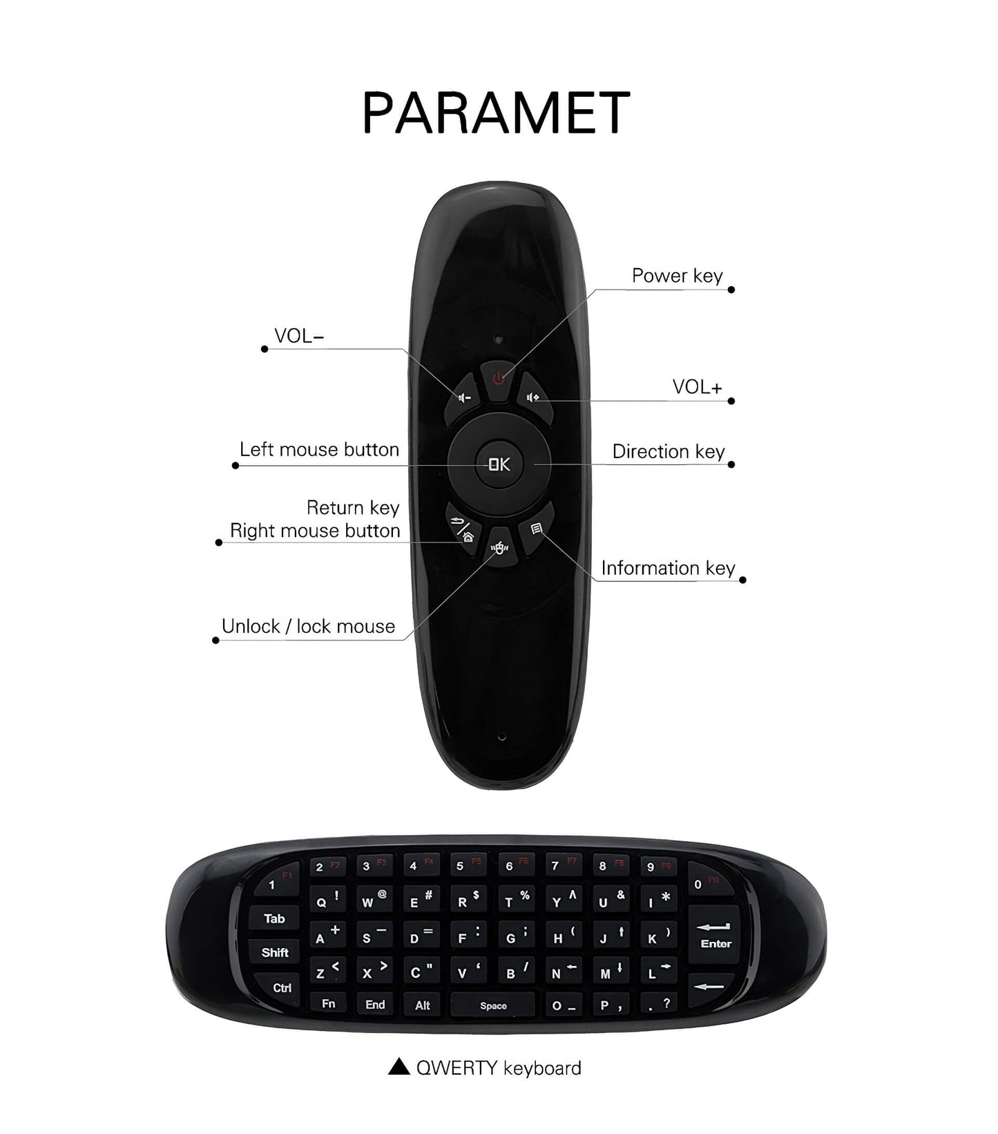 3 in 1 Air Mouse and keyboard Controller