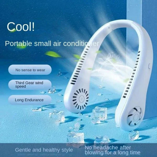 Portable Neck Fan Electric Wireless Fan Rechargeable USB Mini Fan Bladeless Personal Fans Hanging Neck Cooler for Outdoor Sports